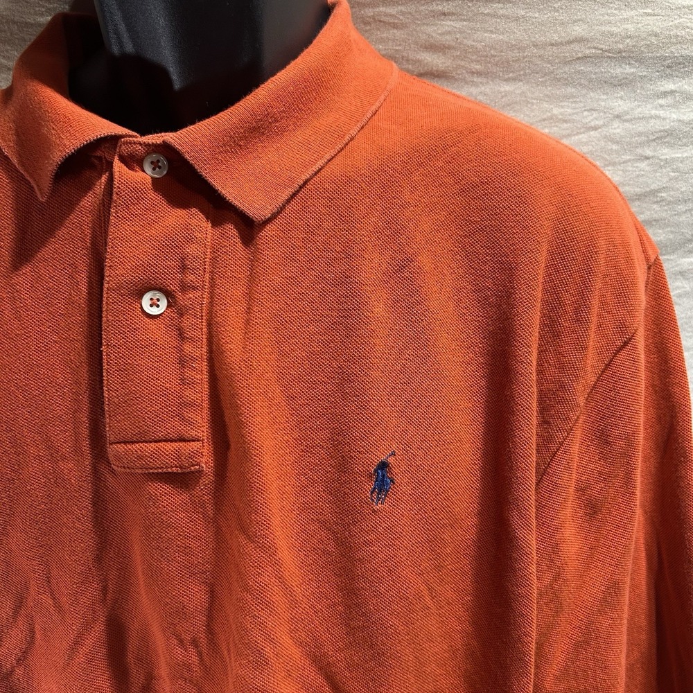 Vintage Polo by Ralph Lauren Men's XXL Rugby Polo Shirt Rust Orange Cotton
